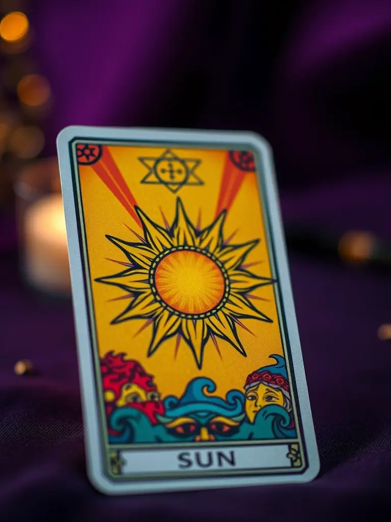 A close-up image of a traditional Spanish tarot card, such as La Luna or La Estrella, with soft, diffused lighting to create a mystical atmosphere.